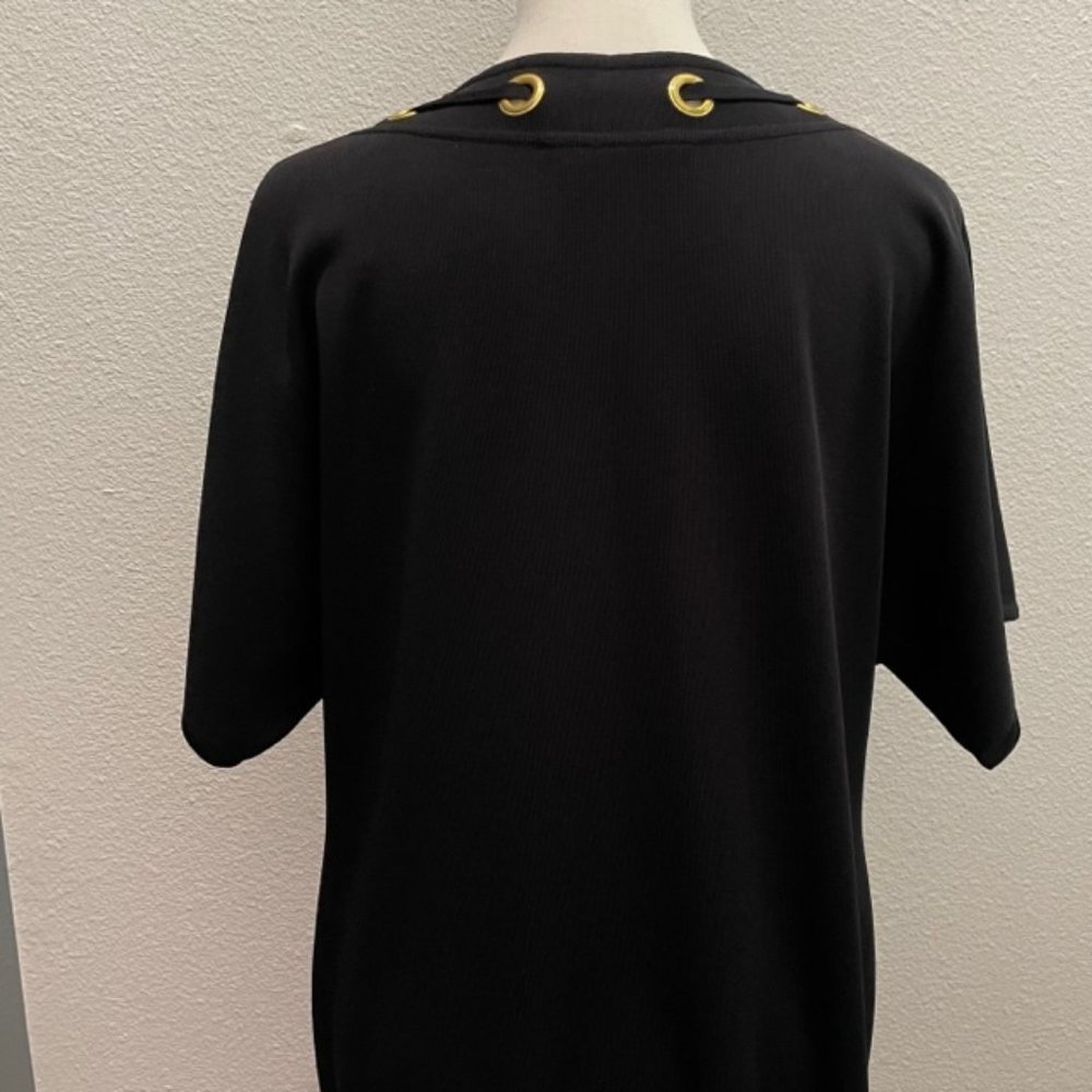 Misook Vintage Short Sleeve “Little Black Dress” with Gold Tone Grommet Detail - Picture 5 of 8
